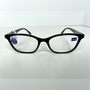 NWT PEEPERS Black Folklore Lore Reading Glasses Focus +0.00 Blue Light Filtering